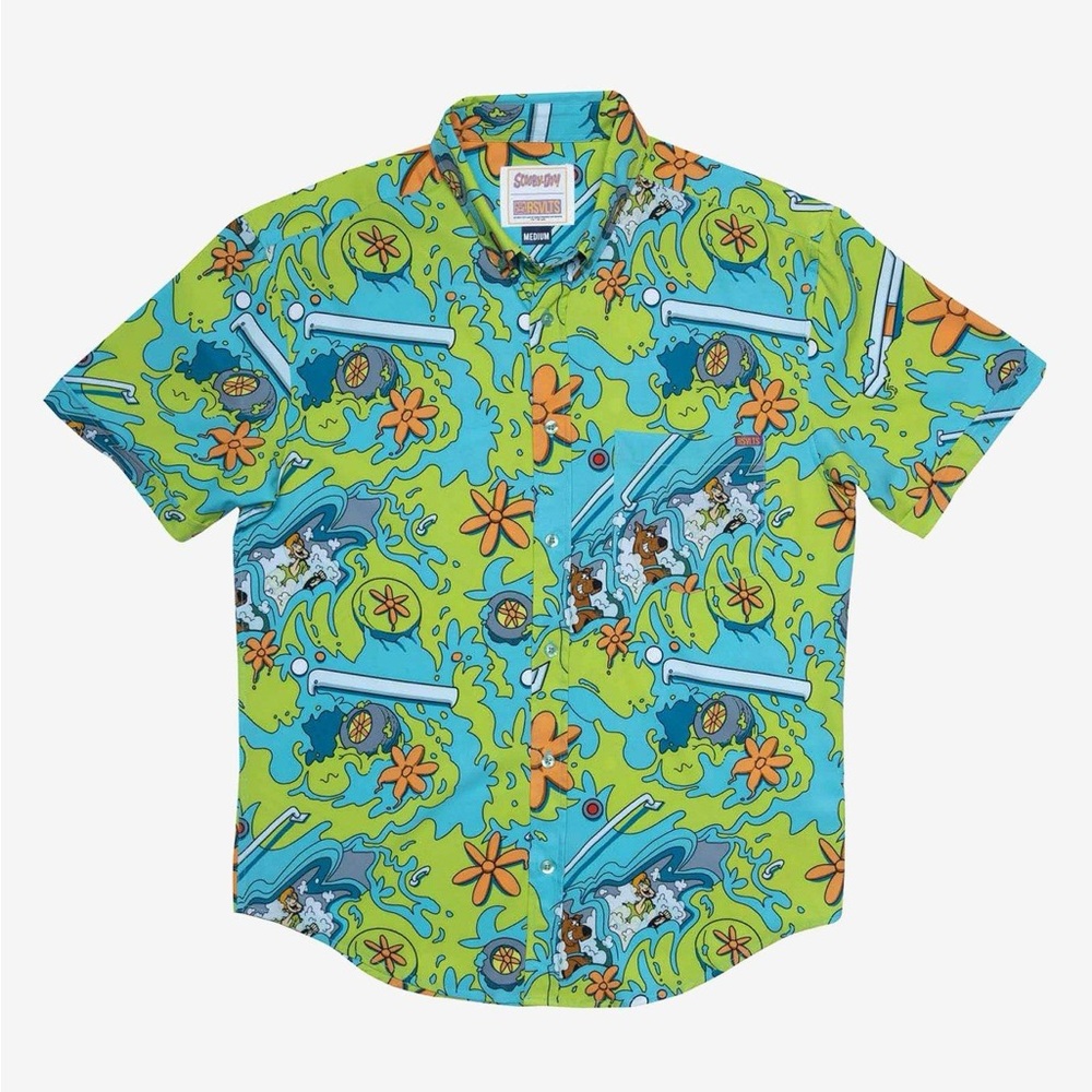 RSVLTS Scooby-Doo! "Road Trippin" Button-Up Short Sleeve Camp Shirt Medium